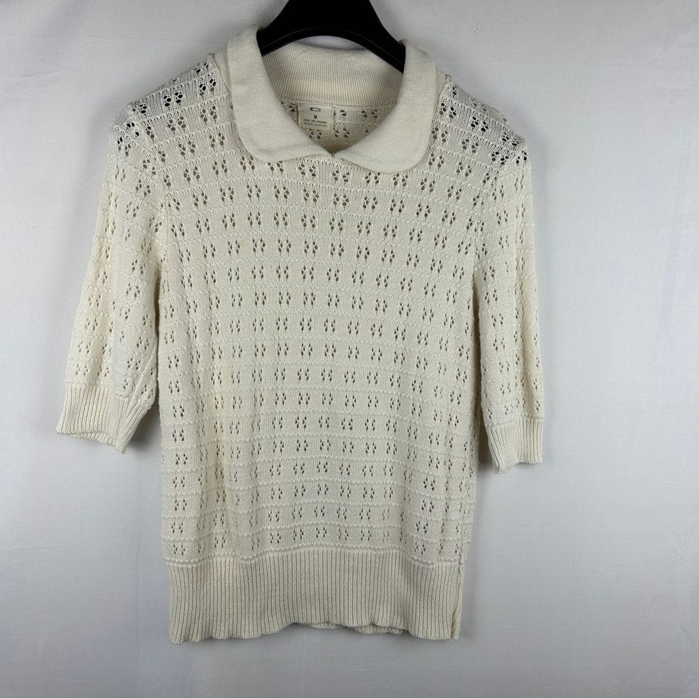 Anthropologie pins and needles Cream hallow Knit Sweater size M